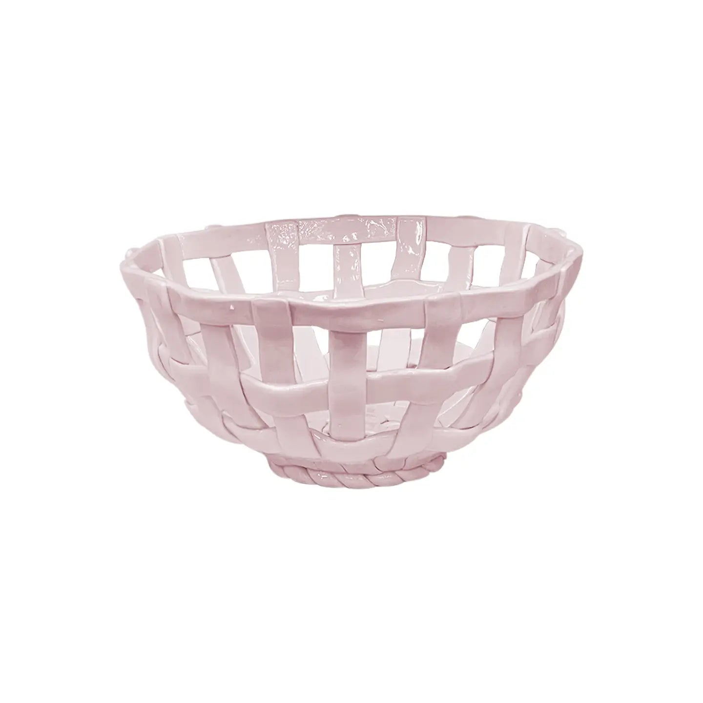 Round Pink Ceramic Basket D22.6 H10.8cm