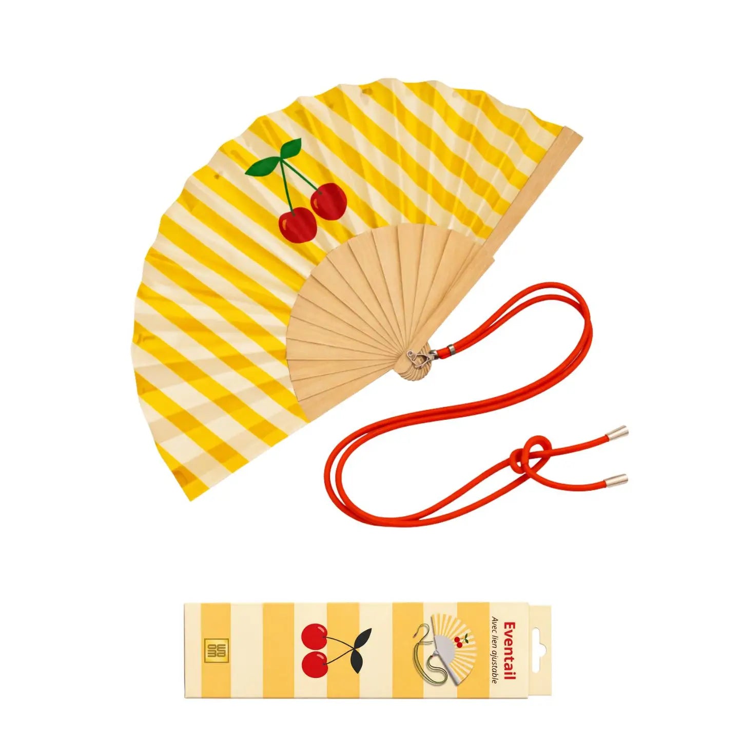 Fan with Shoulder Strap - Cherry