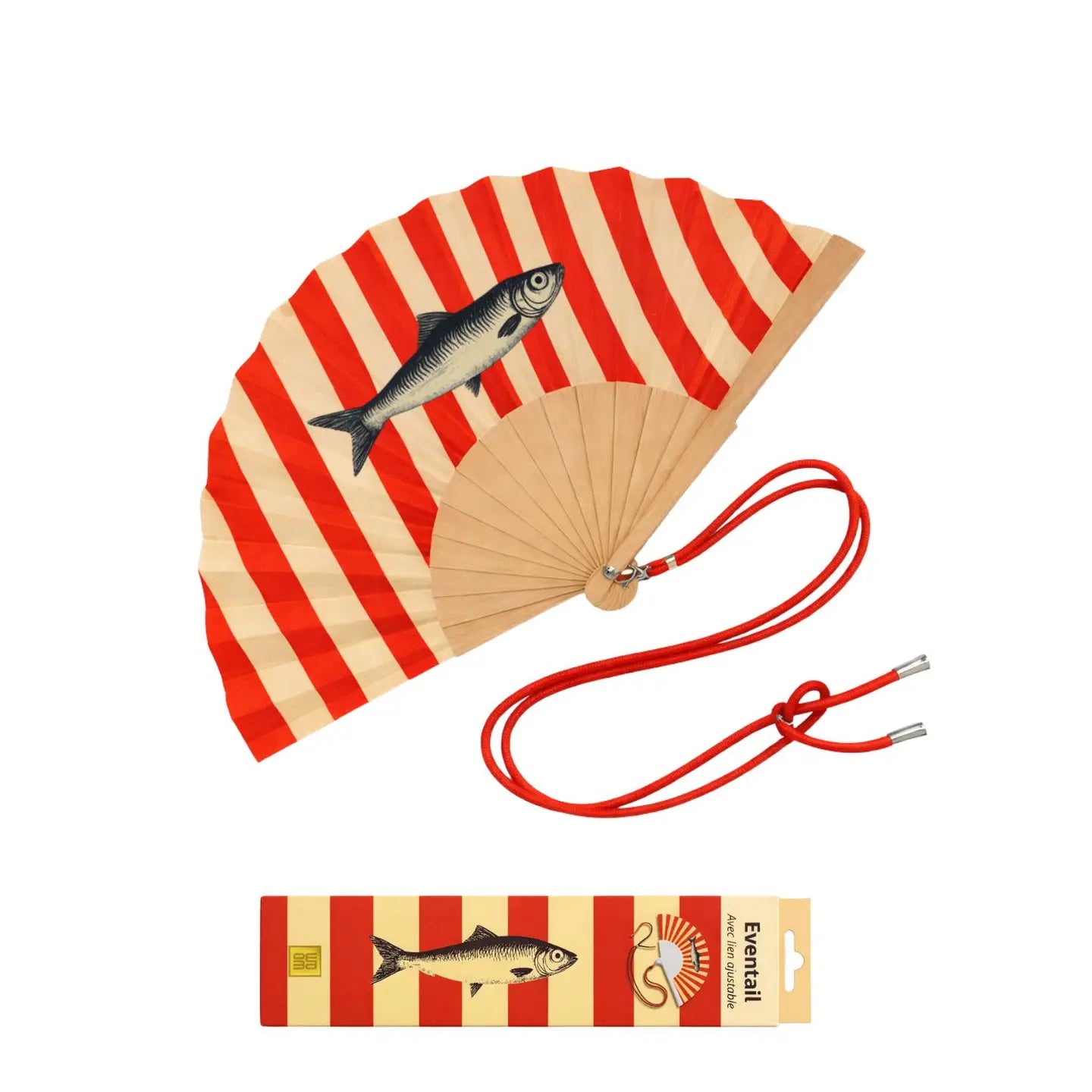 Fan with Shoulder Strap- Sardine