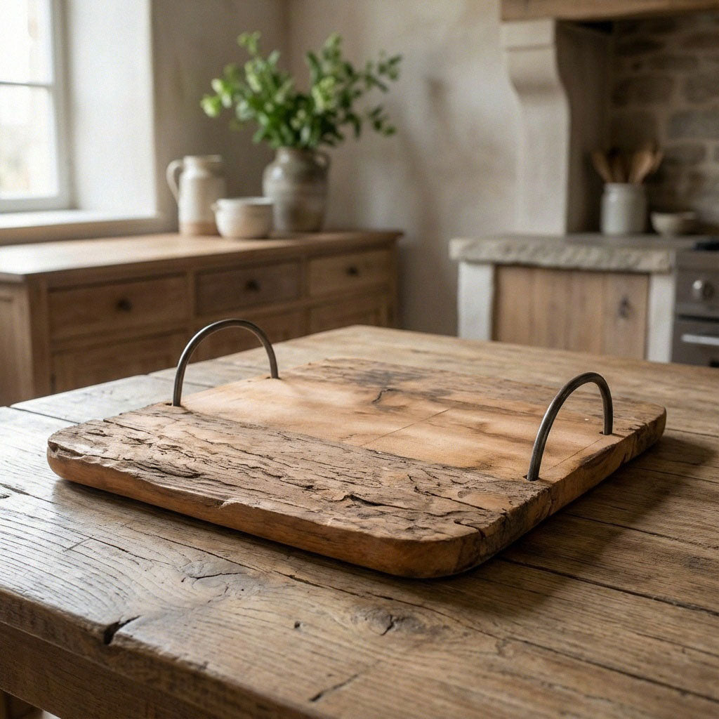 Wooden Tray with Handles, Square, Brown, Untreated, High Quality, 30x30 cm