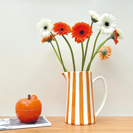 Orange Striped Pitcher Gm L17.8 W12.5 H21.3cm