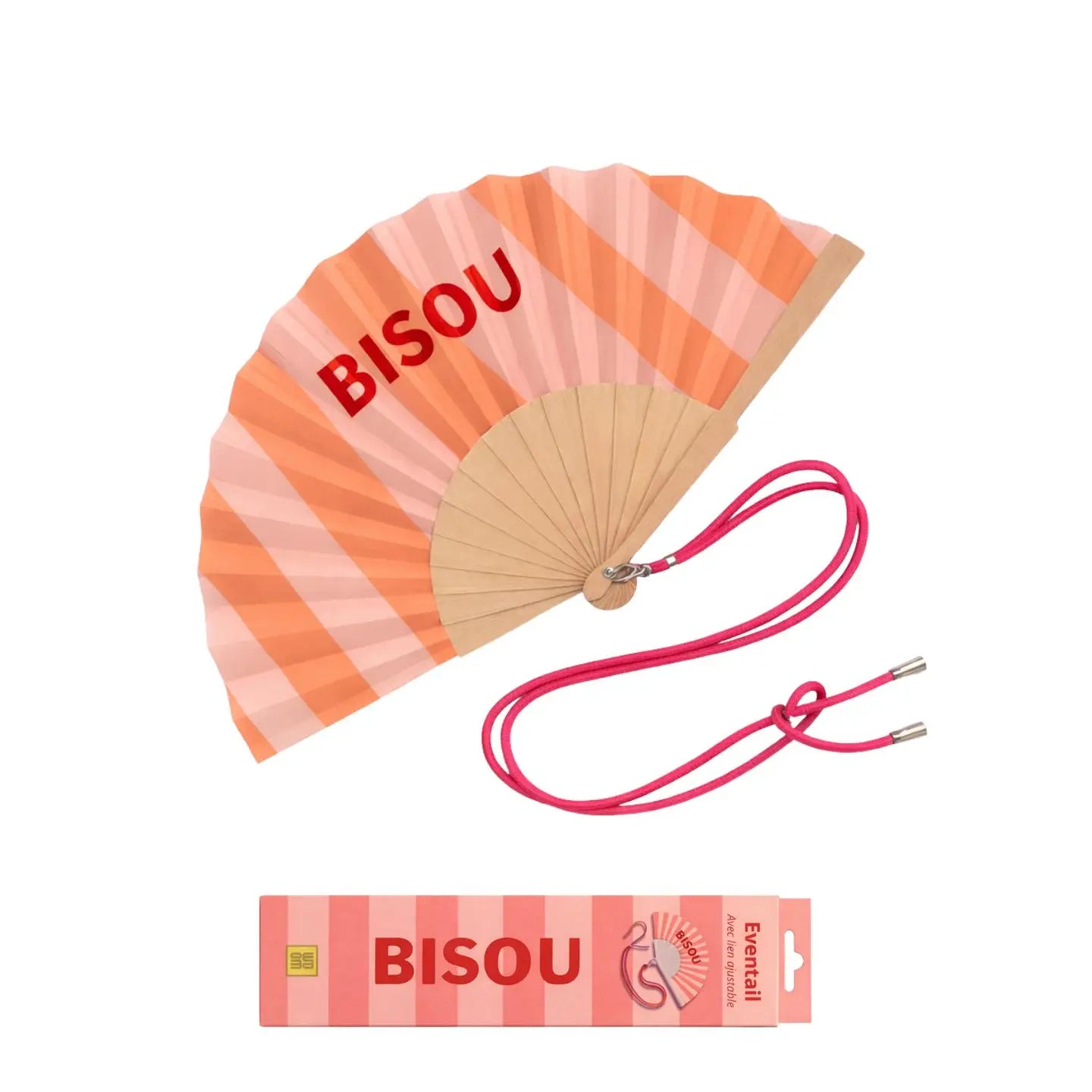 Fan with Shoulder Strap - Kiss
