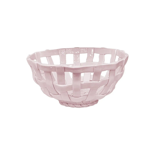 Round Pink Ceramic Basket D22.6 H10.8cm
