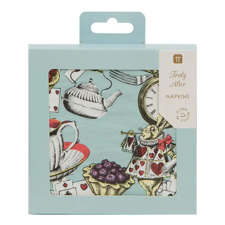 Alice in Wonderland Blue Cocktail Paper Napkins - 20 Pack