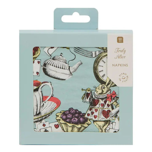 Alice in Wonderland Blue Cocktail Paper Napkins - 20 Pack