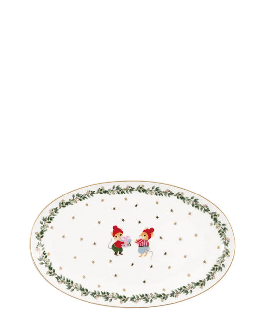 Oval serving plate Joanni white small