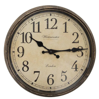 Wall Clock Ø 30x4 cm Brown Plastic Glass Hanging